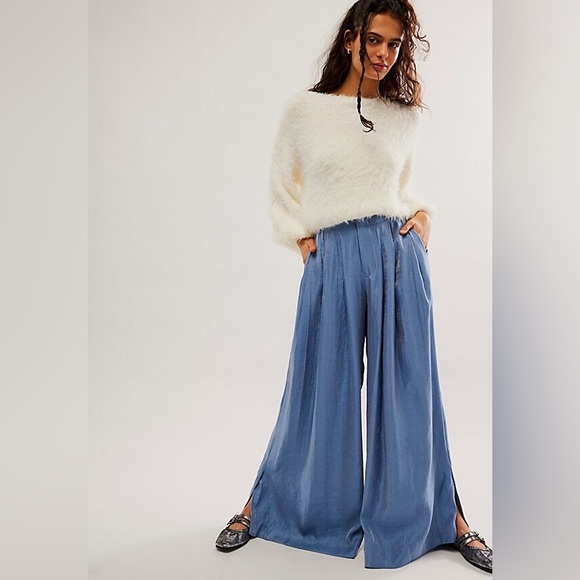 Free People Pants - FREE PEOPLE Elevated Collection Arlo Pleated Trousers Wide Leg Pants
